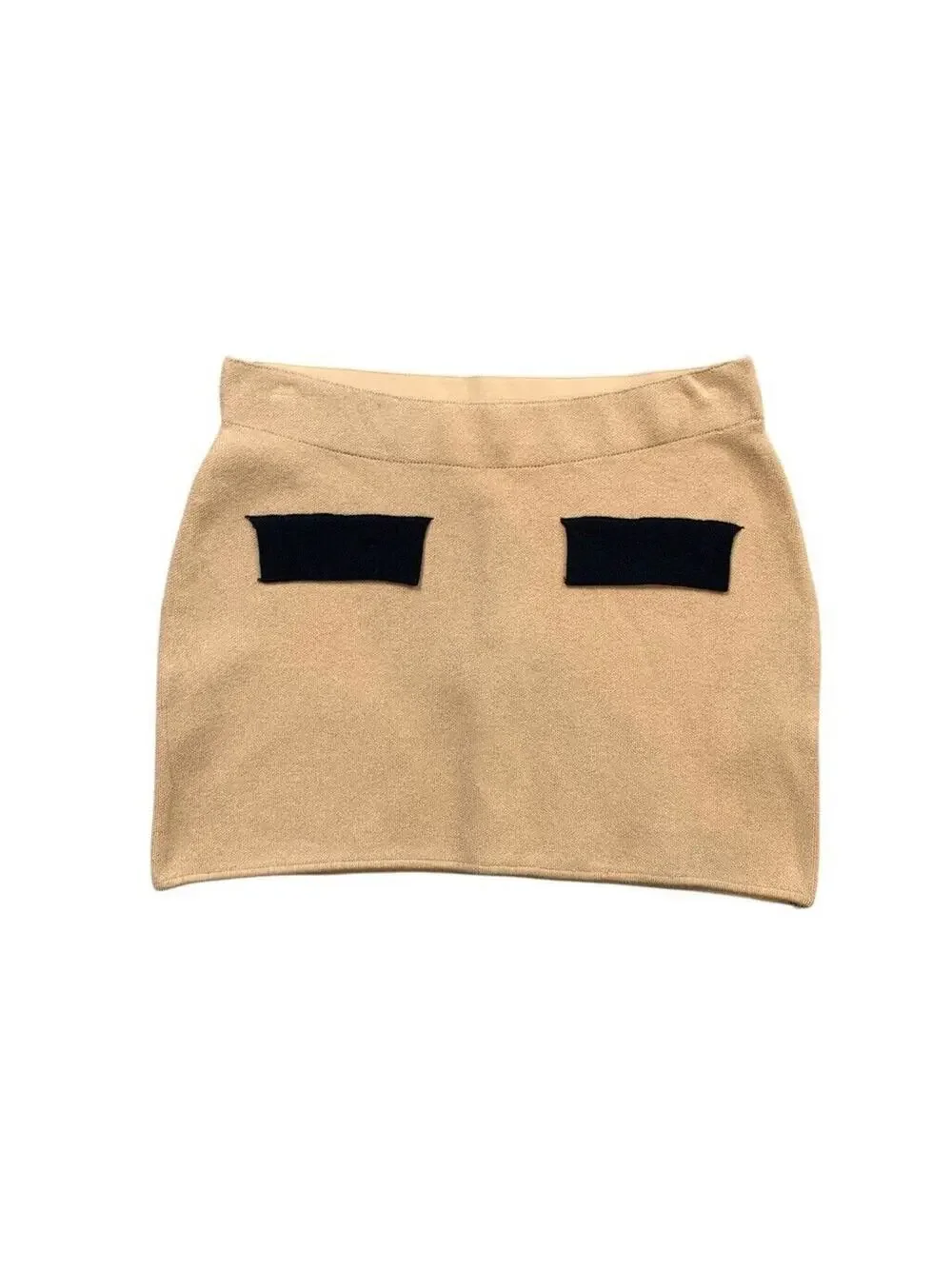 Urban Outfitters Sweater‎ Skirt Womens S Small Wheat Black Contrast Pockets Mini